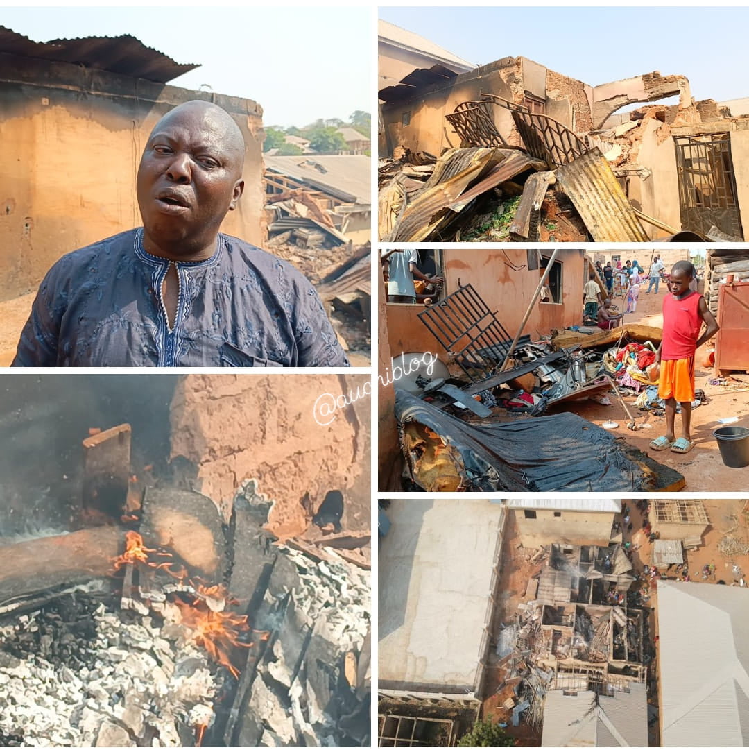 Breaking: Man Cries Out as Fire Gut Down His House in Auchi